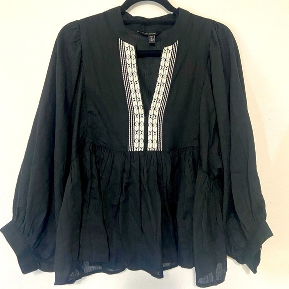 Banana Republic women's large P balloon sleeve embroidered baby doll top EUC - Picture 1 of 6